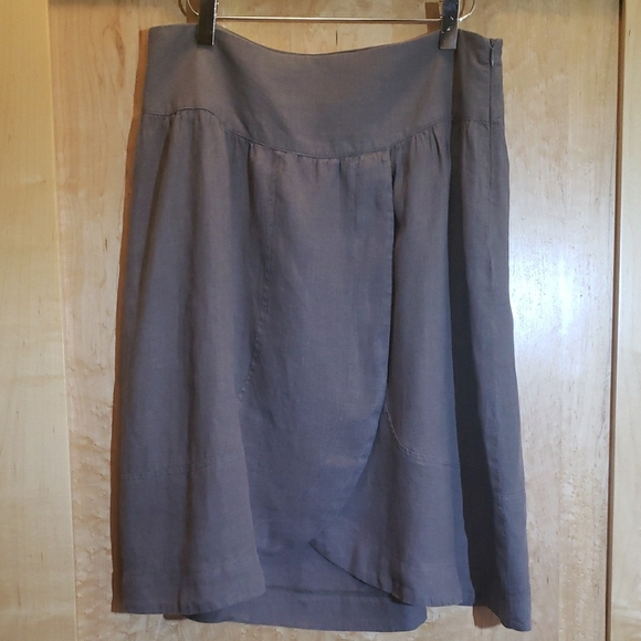Dresses & Skirts - 100% Linen Gray with Front Overlap Size Medium